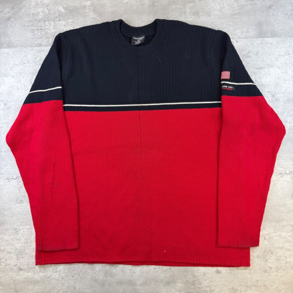 Polo Jeans Co Ralph Lauren Mens XL Red Navy Blue Ribbed Cotton Sweater Australia